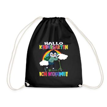 Kindergartenkind Hallo Kindergarten Ich Komme - Turnbeutel - Schwarz - Vorne