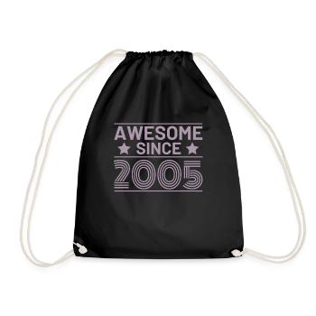 Birthday Awesome since 2005 - Drawstring Bag - black - Front