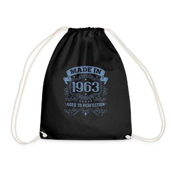 Geburtstag Jahrgang 1963 - Made in 1963 - Turnbeutel - Schwarz - Vorne