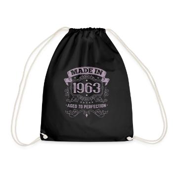 Geburtstag Jahrgang 1963 - Made in 1963 - Turnbeutel - Schwarz - Vorne