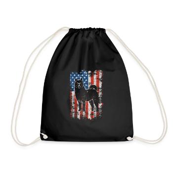 Akita 4. Juli Patriotisch Amerikanische USA Flagge - Turnbeutel - Schwarz - Vorne
