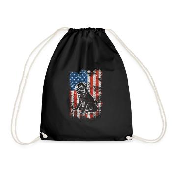 Mops 4. Juli Patriotisch Amerikanische USA Flagge - Turnbeutel - Schwarz - Vorne