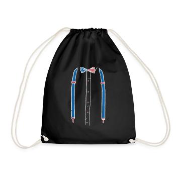 Kummerbund Fliege Hosenträger USA Flagge Smoking - Turnbeutel - Schwarz - Vorne