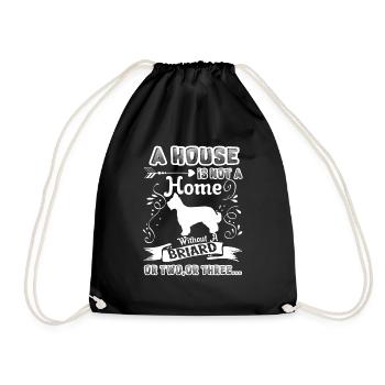 Briard Home Without Briard - Drawstring Bag - black - Front