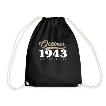 80th birthday vintage 1943 - Drawstring Bag - black - Front