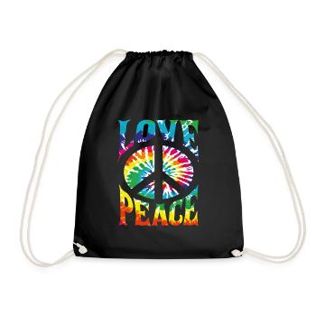 Love Peace Retro - Drawstring Bag - black - Front