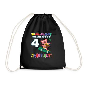 Bääm Ich Bin Jetzt 4 Jahre Alt Geburtstag - Turnbeutel - Schwarz - Vorne