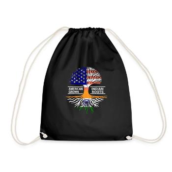 American flag Indian India roots Punjab - Drawstring Bag - black - Front