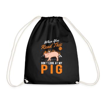 Pig Gift Farmer Pig - Drawstring Bag - black - Front