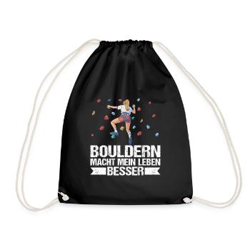 Bouldern Mädchen Klettern macht mein Leben besser - Turnbeutel - Schwarz - Vorne