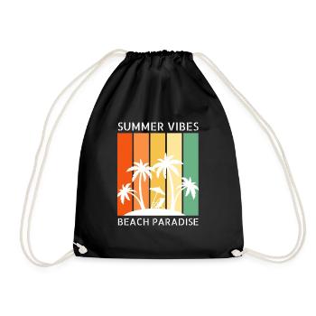 Summer vibes - Palms, Sun, State, Summer - Drawstring Bag - black - Front