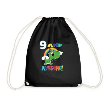 9 Et génial anniversaire Dino Boy - Sac de sport léger - noir - Devant