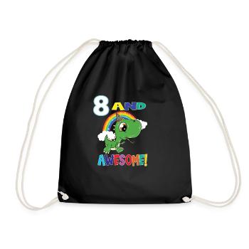 8 And Awesome Birthday Dino Boy - Drawstring Bag - black - Front