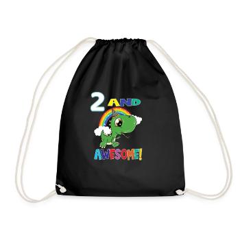 2 And Awesome Birthday Dino Boy - Drawstring Bag - black - Front