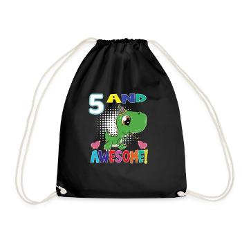 5 Et génial anniversaire T Rex Dinosaure Cinq ans - Sac de sport léger - noir - Devant
