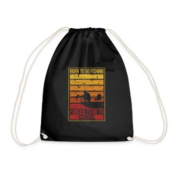 Cool Funny Born To Go Fishing Bass Fish Fisherman - Drawstring Bag - black - Front