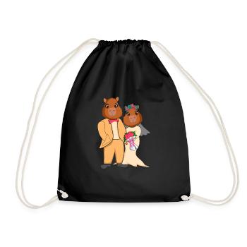 Capybara Whisperer Wedding - Drawstring Bag - black - Front