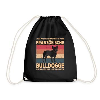 Französische Bulldogge French Bulldog Frenchie - Turnbeutel - Schwarz - Vorne