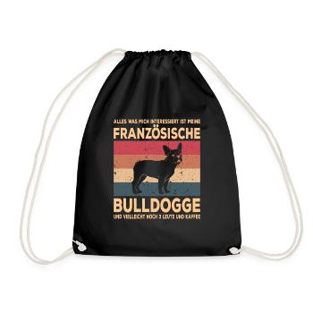 Französische Bulldogge French Bulldog Frenchie - Turnbeutel - Schwarz - Vorne