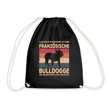 Französische Bulldogge French Bulldog Frenchie - Turnbeutel - Schwarz - Vorne