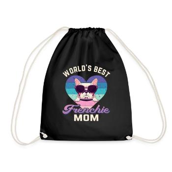 Französische Bulldogge French Bulldog Frenchie - Drawstring Bag - black - Front
