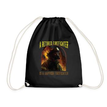 A Retired Firefighter Is A Happier Firefighter - Drawstring Bag - black - Front