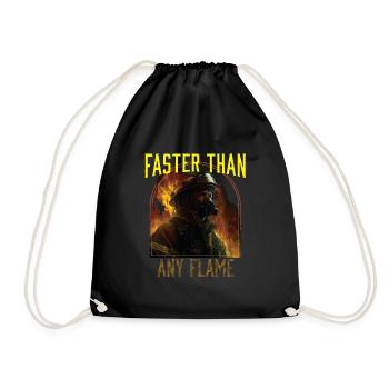 Faster Than Any Flame Fireman Firefighter - Drawstring Bag - black - Front