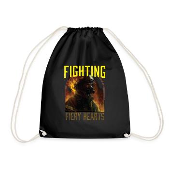 Fighting Fiery Hearts Fire Rescue Firefighting - Drawstring Bag - black - Front