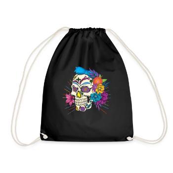 Floral Dia De Los Muertos LGBTQ LGBT Pride Month - Drawstring Bag - black - Front