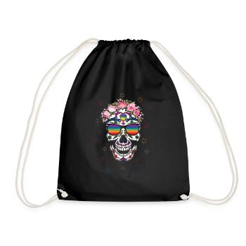 Rainbow Dia De Los Muertos LGBTQ LGBT Pride Month - Drawstring Bag - black - Front