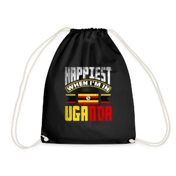 Ugandan Uganda Ugandan Flag Quote - Drawstring Bag - black - Front
