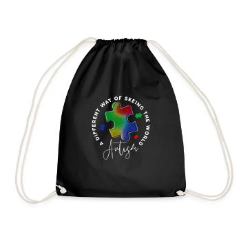 Different Way of Seing the World - Autism Awarenes - Drawstring Bag - black - Front