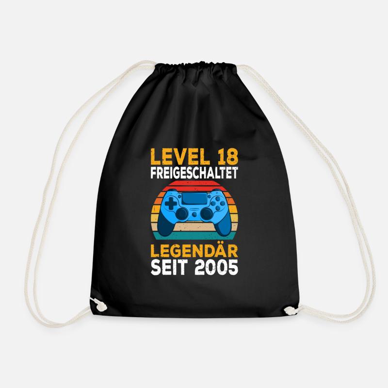 Level 18 freigeschalten Zocken Pc Zocker Gaming - Turnbeutel - Schwarz