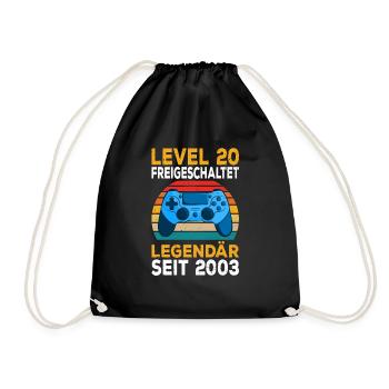 Level 20 freigeschalten Zocken Pc Zocker Gaming - Turnbeutel - Schwarz - Vorne