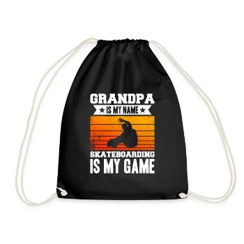 Grandpa Skateboarding Is My Game - Drawstring Bag - black - Front