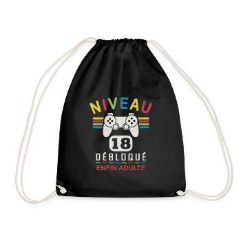 Anniversaire 18 ans Garçon Gamer Fille Gameuse - Sac de sport léger - noir - Devant
