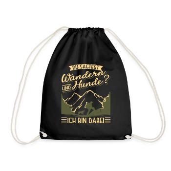 Wandern Hunde Hund Berge Wanderer Spruch Lustig - Turnbeutel - Schwarz - Vorne