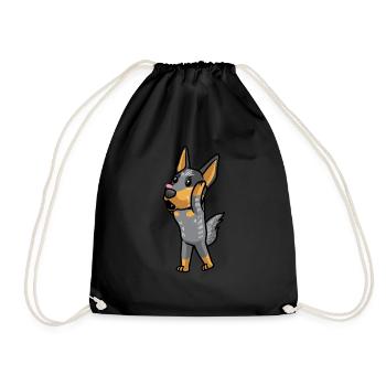 Australian Cattle Hund Blue Heeler Kawaii Emoticon - Turnbeutel - Schwarz - Vorne