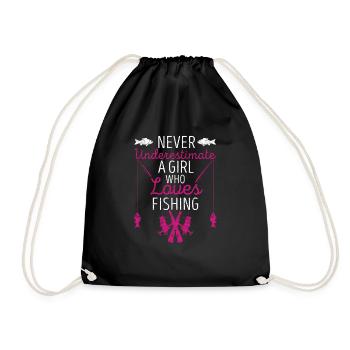 Ne sous-estimez jamais une fille qui aime la pêche - Sac de sport léger - noir - Devant