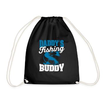 Daddy's Fishing Buddy Papa Fish Young Fisherman - Drawstring Bag - black - Front
