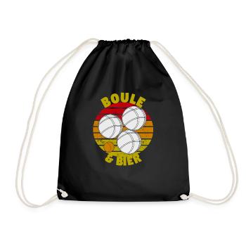Boule Boccia Ball Sports Petanque Balls Game - Drawstring Bag - black - Front