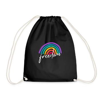 LGBTQ+ Regenbogen Freedom Lesbian Gay Pride - Turnbeutel - Schwarz - Vorne