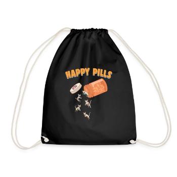 Happy Pills Devon Rex Cat Funny Kitten Lover Wortspiel - Turnbeutel - Schwarz - Vorne