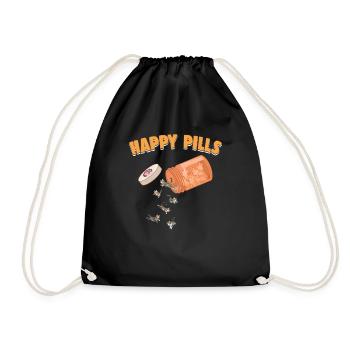 Happy Pills American Shorthair Cat Funny Kitten - Drawstring Bag - black - Front