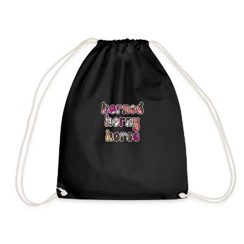 Horned Horny Horse Cartoon Comic Text Licorne - Sac de sport léger - noir - Devant