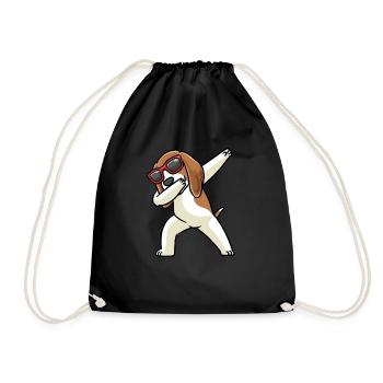 Beagle dog dancing with sunglasses - Drawstring Bag - black - Front
