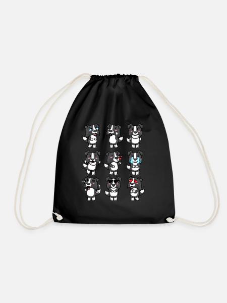 Border Collie Hund Emoticons Hunde - Turnbeutel - Schwarz