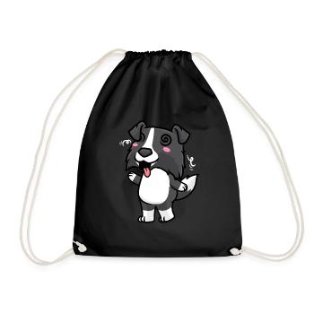 Border Collie Chien Emoticon Chiens - Sac de sport léger - noir - Devant