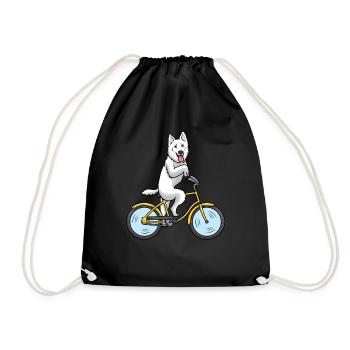 Berger Blanc Suisse Dog Swiss Shepherd with - Drawstring Bag - black - Front