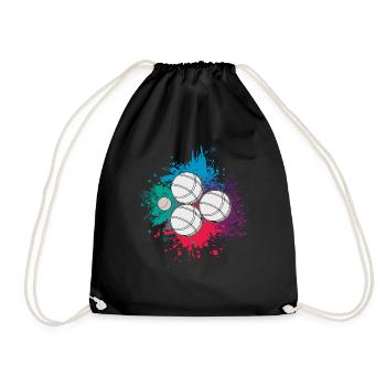 Boule Boccia Ball Sports Petanque Balls Game - Drawstring Bag - black - Front